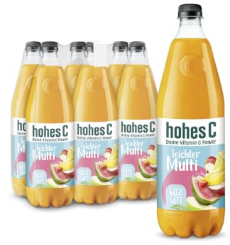 hohes C leichter Multi (6 x 1l), 60% Fruchtsaft, Multivitaminsaft, Vitamin C, ohne Zuckerzusatz laut Gesetz, vegan