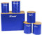 SG Traders 6pc Kitchen Storage Set with Airtight Bamboo Lids Includes Tea Coffee Sugar Nuts with Biscuit Barrel Canister Jar & Stylish Bread Bin – Diamond Embossed Design Matt Finish (Royal Blue)