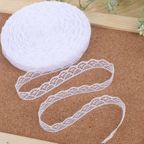 Cinta de encaje blanca de 27 m, rollo de encaje de tela de flores de 15 cm de ancho para decoración de boda, ramo y embalaje de regalo