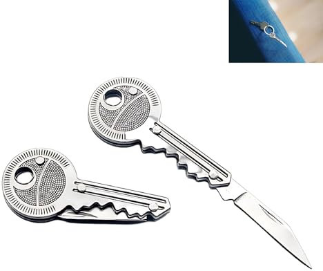 2 StüCkr SchlüSselmesser Multifunktionswerkzeug, Klappmesser SchlüSselanhäNger SchlüSsel Kleines Taschenmesser BrieföFfner In SchlüSselform Paketmesser Aus Edelstahl Key Knife SchlüSselbund Messer