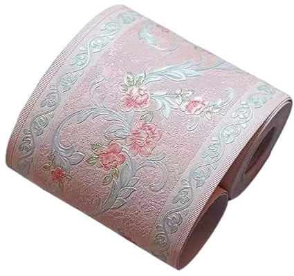 GSCLZ Tapete BordüRe DIY geprägte Wandbordüren-Aufkleber, Vinyl, wasserdicht, Heimdekoration, selbstklebend, Tapete, Fuß, Taillenlinie, Aufkleber, Küchendekoration FüR Eckendekor(Pink Rose)