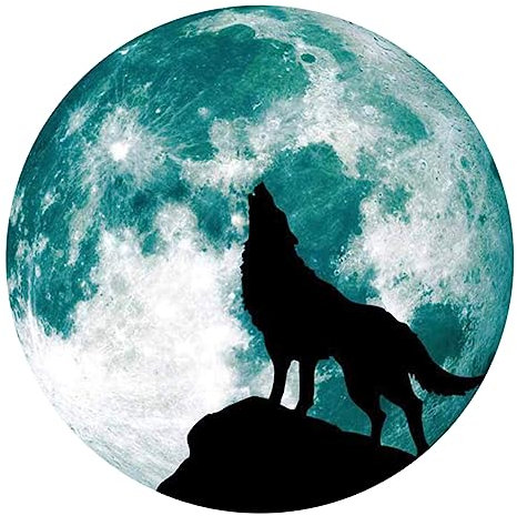 WHAMVOX 1stück Nachtleuchtender Wandsticker Mond Und Muster Aufkleber Für Halloween Grünes Design Für Schlafzimmer Und Wohnzimmer Deko