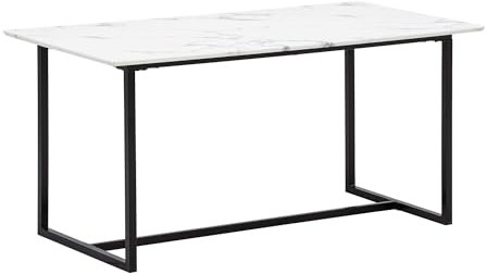 FineBuy Esszimmertisch Weiß Esstisch in Marmor-Optik Modern, Küchentisch mit Metallbeinen, Speisetisch Rechteckig, Tisch Esszimmer