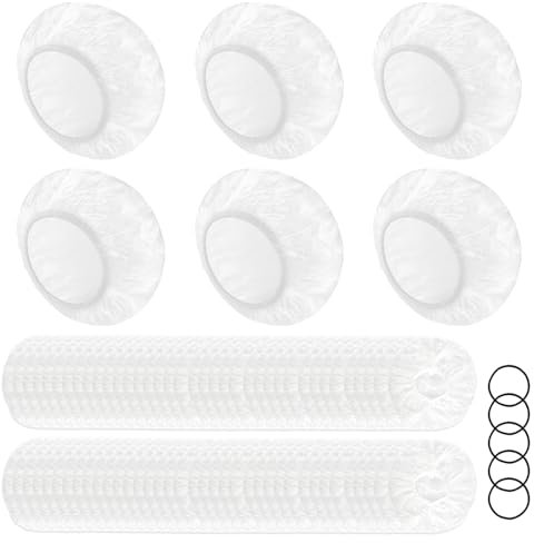 100 Stück Einweg-Duschhauben und 5 Haarbänder, 52cm Kunststoff Duschhaube, Breite, Dicke, Wasserdichte, Elastische Haarhaube, Klare Shower Cap, Duschkappe für Salon, Spa, Hotel, Dusche, Heimgebrauch