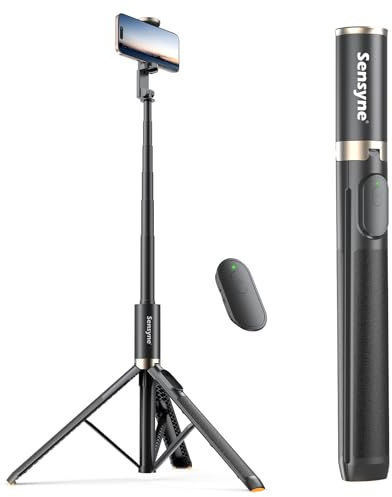 Sensyne Palo selfie de 63 pulgadas, trípode para teléfono con control remoto inalámbrico para fotografía, grabación de video, transmisión en vivo