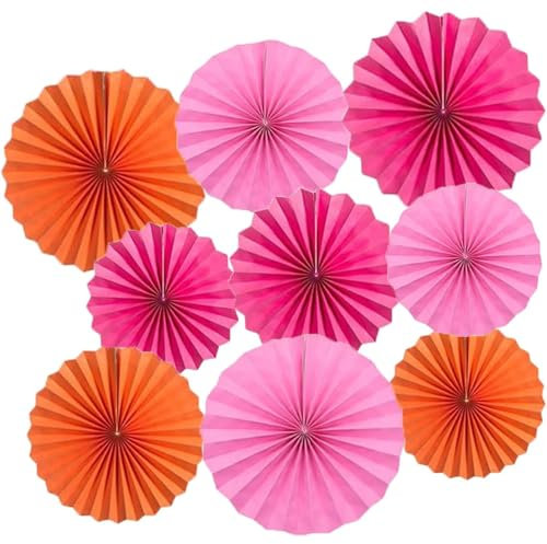 We Moment Zone Rosa Orange 40.6CM(16in) and 30.4CM(12in) Hängende Papier Fächer Dekoration, Party Dekoration, Papiertechnik, Feier, Klassisch, 6er Set