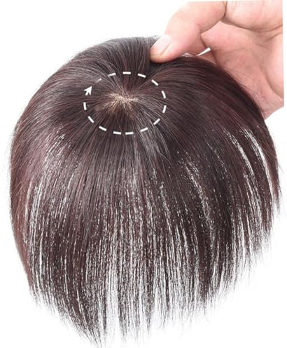 Hair Toper, 6-8 lange menschliche Haar Topper mit dünner, natürlicher atmungsaktivem Clip auf Toper mit Mini-Haarnetz für den täglichen Gebrauch braun