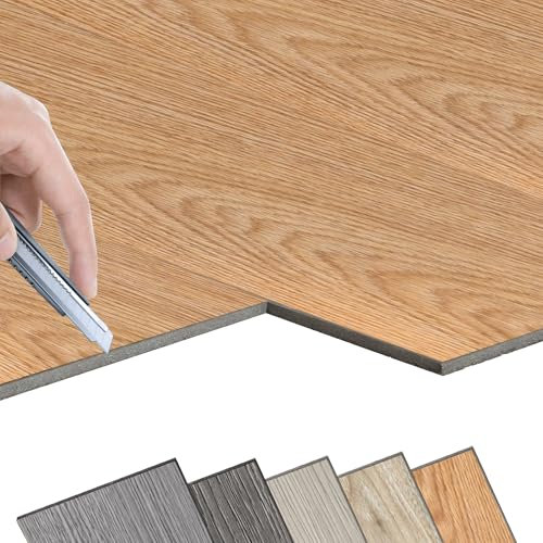 FIVMEN Suelo de PVC para suelo de vinilo, autoadhesivo, 2,5 ㎡, azulejos adhesivos, aspecto de madera, baldosas de vinilo, suelo de venilo, clic para cocina, baño y salón, 18 unidades, 1801-22