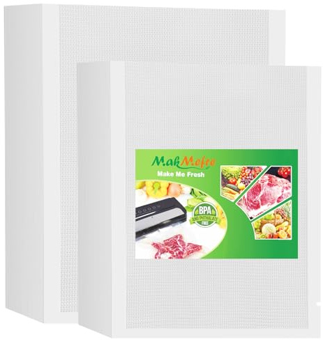 MakMeFre 100 Stk Vakuumierbeutel für Lebensmittel Vakuumiergerät | 28x40cm(50)+20x30cm(50) BPA-frei,LFGB,Kochfest und Sous Vide Gefrierbeutel,Profi Vakuumbeutel Lebensmittel