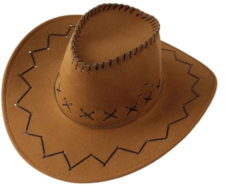 Nlaayong Cowboyhut für Kinder, Westernhut für Jungen und Mädchen, breite Krempe, Filz-Fedora-Jazz-Hut, Oktoberfest