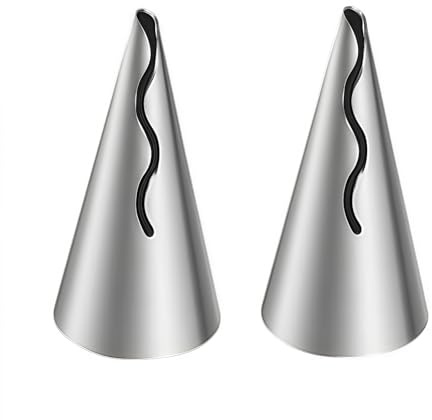 2Pcs Silver Pleated Skirt Piping Nozzles, Stainless Steel Russian Nozzles Tips Piping Set for Pastry Fondant, Cake Decorating Supplies Baking Tools, Decorating Tools, Icing and Piping Tips（#080）