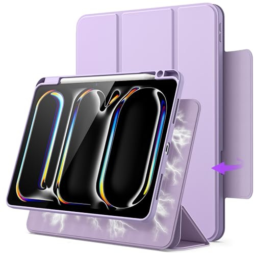 JETech Coque Détachable Magnétique pour iPad Pro 11 M5/M4, Lavande | Pour 2025/2024 Modèle, Étui Housse Couvercle Rotatif, Support Portrait/Paysage, Vue d'Écran Surélevée