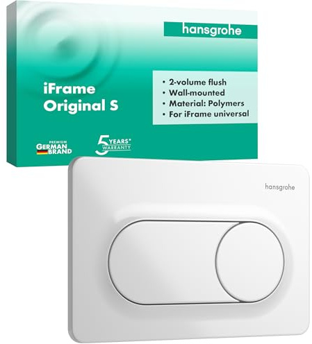 hansgrohe iFrame Original S - Toilet Flush Plate for Dual Flush, for hansgrohe iFrame Universal Concealed Cistern, Chrome, 66002450