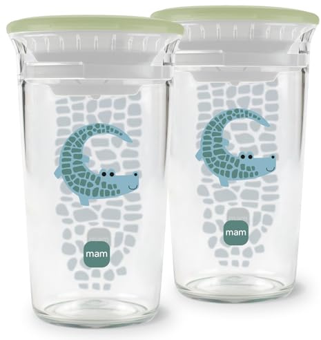 MAM Easy to Drink Cup 360°, Bicchiere antigoccia bambini 8+,Set da 2, Verde