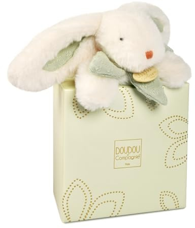 Doudou et Compagnie - Hase Bonbon Pantin – 30 cm – Salbeigrün – ultraflauschiges Baby-Plüschtier – Geschenkidee zur Geburt Unisex – maschinenwaschbar 30 °C – Kuscheltier mit Box – DC4663
