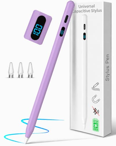 Digiroot Universal Tablet Stift mit LED-Leistungsanzeig 15-Min.Schnellladen | Stylus Pen Magnetischer Touchscreen Stift-Kompatibel mit Samsung/Huawei/Xiaomi Tablets&Handys,iPhone,Android,Lila