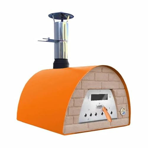 Veloce Pro 70 Holzbackofen orange Ziegelfront Terracotta - Gestell woody