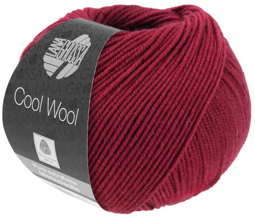 LANA GROSSA Cool Wool Uni | Extrafeine Merinowolle waschmaschinenfest und filzfrei | Handstrickgarn aus 100% Schurwolle (Merino extrafein) | 50g Wolle zum Stricken & Häkeln | 160m Garn FB 468