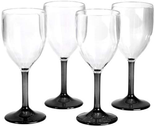 Flamefield Acrylic Wine Glasses Black Stem 10oz / 290ml - Pack of 4