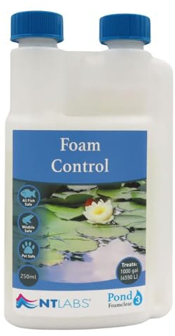 NT Labs Pond Foamclear Foam Control Treatment (250ml Treats 4550L) | Anti-foam liquid breaks down unsightly surface froth to control excess protein and restore healthy gas exchange.