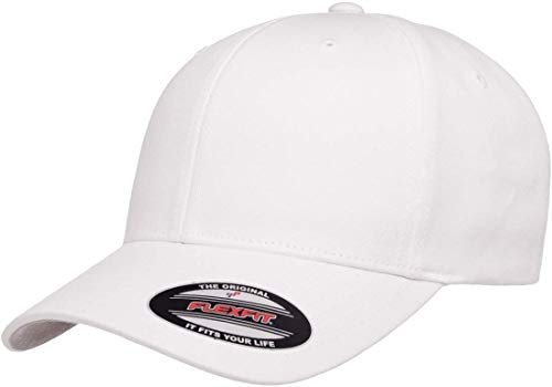 Flexfit Herren Cotton Twill Fitted Cap Baseballkappe, Weiss/opulenter Garten, S/M