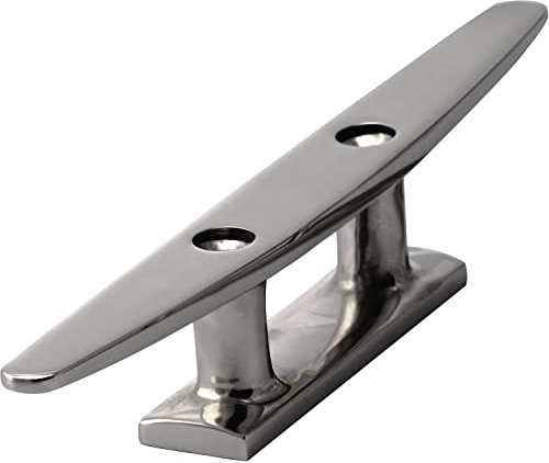 OPIOL QUALITY® Belegklampe Flach 250mm Edelstahl A4 V4A (2 Stück) mit 2 Bohrungen Belegklampe für Boot Seilklemme Edelstahlklampe Flaggenklampe Klemme Klampe Seil Marine Yacht Bootsklampe