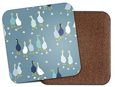 #15994 Untersetzer mit Enten-Motiv – Vögel Gans Farm Mum süße Tiere, Blau