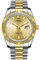 BUREI Herrenuhr Analoge Quarzuhr Goldenes Zifferblatt mit Datumsfenster Saphirglaslinse Zwei-Ton Edelstahlarmband