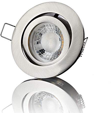 lambado® Premium LED Spot 230V Edelstahl gebürstet - Hell & Sparsam inkl. 5W GU10 Strahler neutralweiß - Moderne Beleuchtung durch zeitlose Einbaustrahler/Deckenstrahler
