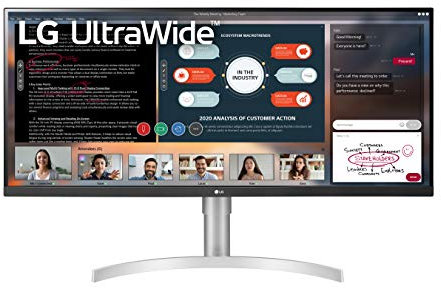 LG 34WN650-W UltraWide Monitor 34-Inch 21:9 FHD (2560 x 1080) IPS Display VESA DisplayHDR 400 AMD FreeSync 3-Side Virtually Borderless Design - Silver