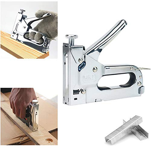 LUMBER JACK 3-in-1 Staple Gun Heavy Duty with 600 Staples Included, Adjustable Force Quick-Jam Release Heavy Duty Nail Gun Tacker, for Wood & Upholstery Work