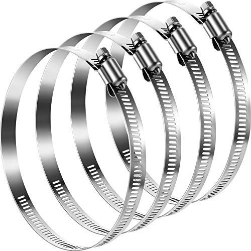 HYDROPLANETE - Set di 4 fascette di serraggio metalliche, 100 mm, 125 mm, 150 mm, 160 mm, 200 mm, regolazioni universali tra 100 e 216 mm, larghezza 12 mm