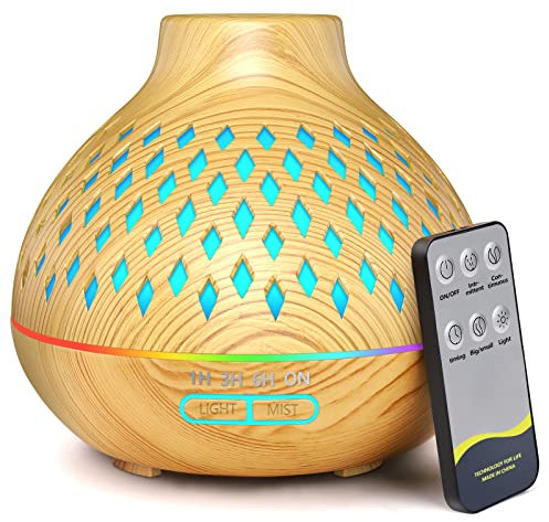 FRECOO Aroma Diffuser, 400ml Ultraschall Leise Luftbefeuchter, BPA-Free Aromatherapie Diffusor Ätherische Öle Luftbefeuchter mit 7 Farben LED für zuhause, Yoga,Büro Spa Schlafzimmer