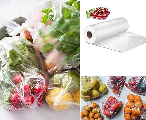 HOT BARGAINS Fruit Bags Roll, 500 Clear Plastic Bags, 14 x 9 inch for Food Storage