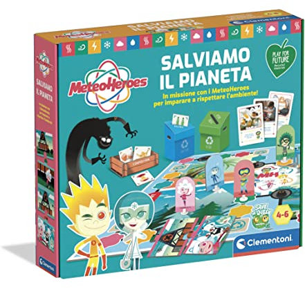 Clementoni - 16348 - Meteo Heroes - Salviamo Il Pianeta, Gioco di logica - Gioco educativo 4 Anni - flashcards - Gioco da Tavolo per Bambini - Play for Future - Made in Italy, Multicolore
