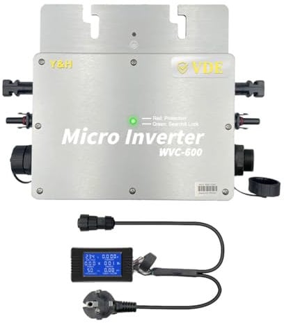 【Versand aus DE】Y&H 600W Mikro Wechselrichter für Balkonkraftwerk IP65-Wasserdichter Netzeinspeisung Wechselrichter mit LCD-Display