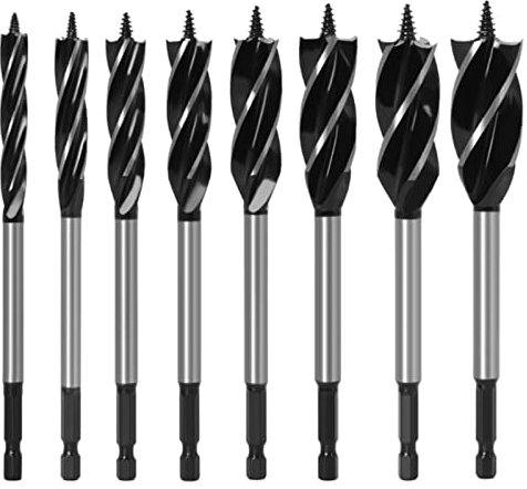 8 Stück Holzbohrer Erweitern Bohren Holzbohrer Kohlenstoffreich Stahl Schnellschnitt Holzbearbeitungsbohrer Set, Spiralbohrer (10mm,12mm,14mm,16mm,18mm, 20mm, 22mm, 25mm)