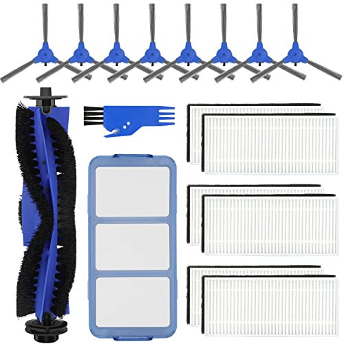 Rebirthcare Zubehör für Eufy für RoboVac 11S 30 30C 35C 15C 15T 12 Saugroboter zubehör Set Staubsaugerfilter Ersatzteile,1 Rollbürsten 6 hepa Filter 8 Seitenbürsten 1 Primärfilter 1 Reinigungsbürste