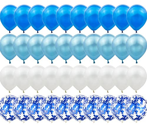 HBell 50-teiliges blau-weißes Ballon-Set, blaue Konfetti-Luftballons, weiße Luftballons, 30,5 cm, Geburtstagsparty-Ballons für Geburtstag, Party, Hochzeit, Babyparty, Urlaub, Party-Dekoration (blau)