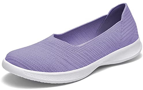konhill Mocassini delle Donne Comodi Loafers Casual Flats Slip on Knit Scarpe Dressy Scarpe da Passeggio Leggere EU 35.5 Viola