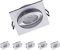 Oktaplex 6er Set Deckenspots mit LED Modul Lyon Schwenkbar 4,8W 2700K 230V 380lm Warmweiß Aluminium eckig Einbaustrahler Einbaudurchmesser 80mm