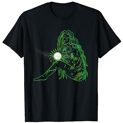 Mutter Erde Gaia Göttin mit Vollmond-Grafiken T-Shirt