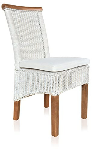 ELYFLAIR® Esszimmerstuhl Rattan - belastbar bis 200kg - Esszimmerstühle aus FSC-zertifiziertem Rattan - Handgefertigte Stühle Esszimmer (Mit Sitzkissen Einzel)