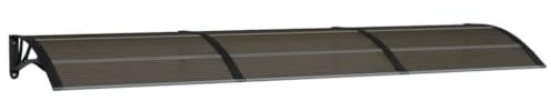 vidaXL Auvent de Porte, Marquise Solaire avec Support, Abri Protection Contre Pluie, Banne Entrée Porte Patio, 300x75 cm Noir Polycarbonate