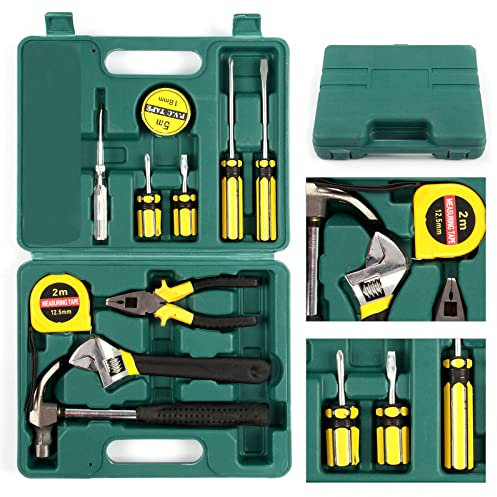 Trintion 11 PCS Hand Tool Kit Repair Home Screwdrivers Tool Kit with Tools Including Daily Repair Small Tool for DIY Projects with Hard Storage Case Perfect for Home Use