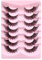Wimpern Russian Strip Lashes Natural Look Eye Lashes False Lashes Wispy D Curly Fluffy 3D Effect Cat Eye Soft Fake Eye Lashes Pack 7 Pairs (Z-B)