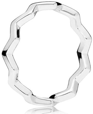 CAZZH Silberner Ring Zeitloser Zickzack mit Kristallring-Sets for Frauen Hochzeit Geschenk Modeschmuck-9,2