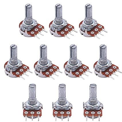 BRART 10 Stück 10K Ohm 3 Terminals Linear Taper Rotary Audio B Typ Potentiometer, Lautstärkeregler Potentiometer (Größe: 5K 0hm)