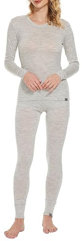 MERINNOVATION 100% Merino Unterwäsche Damen Set Leicht, Mittelgewicht, Thermounterwäsche Merinowolle, Langarm Shirt und Unterhosen Damen