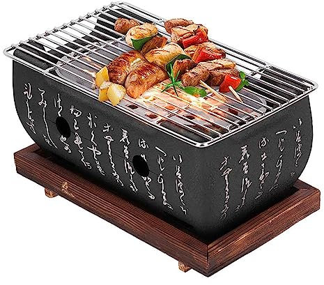 HSRG Japanischer BBQ-Grill, BBQ-Ofen Aus Aluminiumlegierung, Koreanischer Carbon-Grill Mit Drahtgeflecht, Tischgrill-Holzkohle Für Drinnen Und Draußen, Für Camping-Picknick-Party (34,5 X 17 X 12 cm)